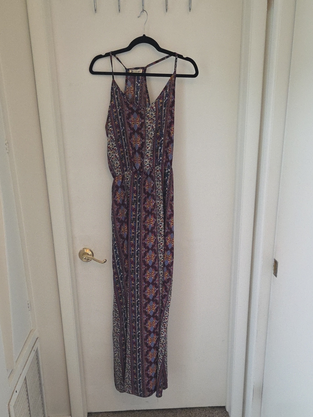 Bohemian Halter Maxi Dress in Brown and Purple
